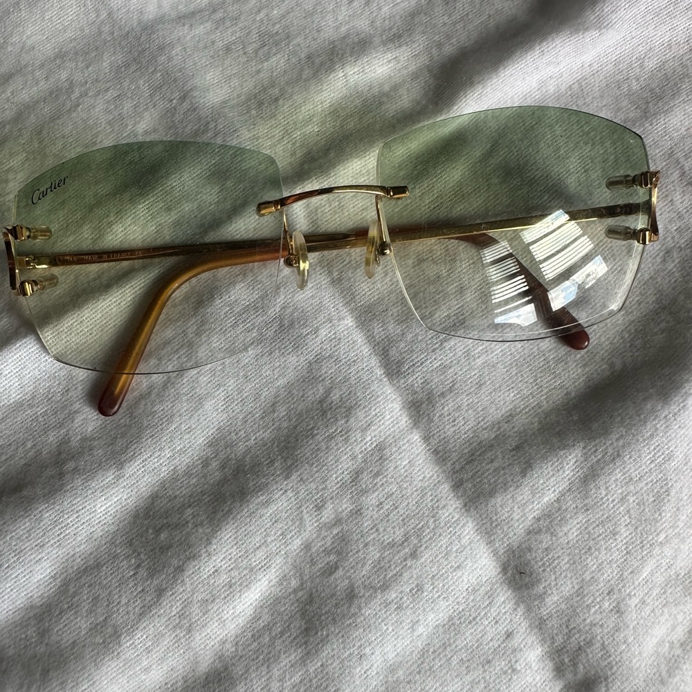 Cartier Gold Frame Sunglasses with Green Lenses - Picture 3 of 11